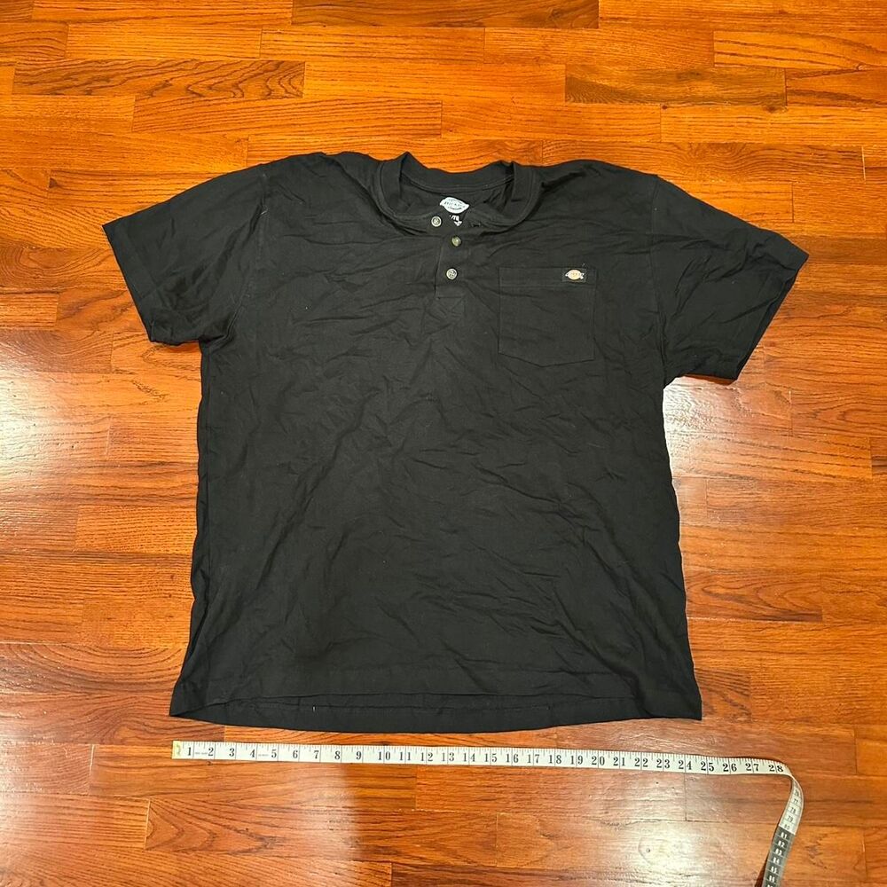 Black Vintage Dickies Button Up Polo Pocket Tee Shirt